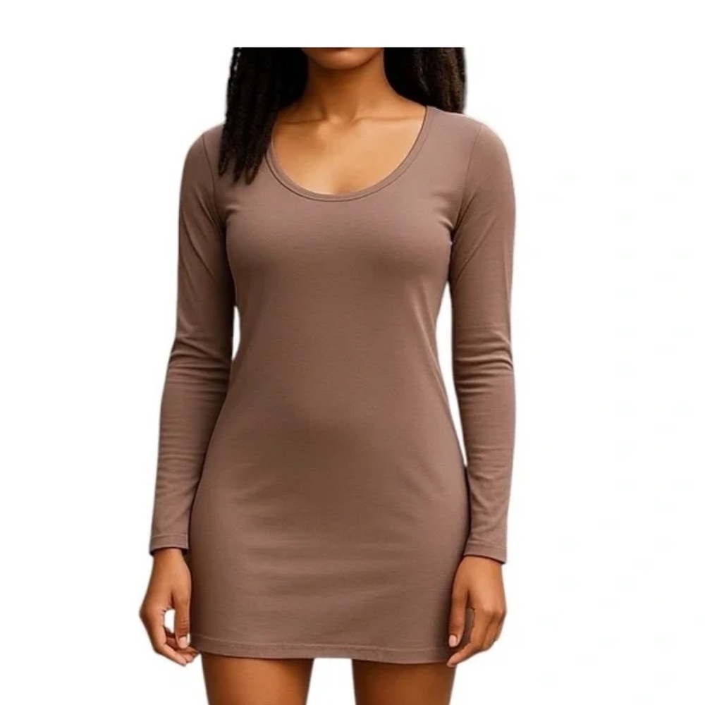 Aritzia Wilfred Free Long Sleeve Bodycon Dress Size Medium Taupe